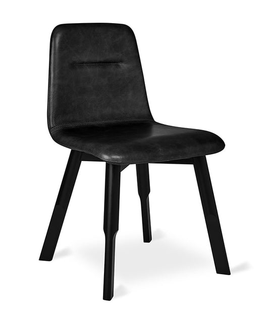 Gus* Modern BRACKET saddle black leather dining chair (set of two)