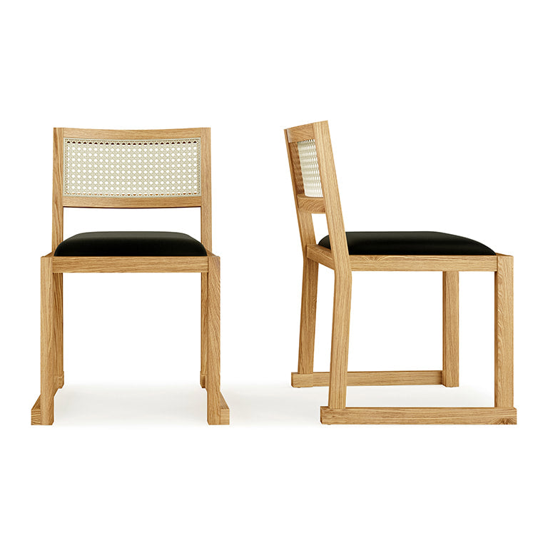 Gus* Modern EGLINTON White Oak w/ Vinyl Noir dining chair (set of two)