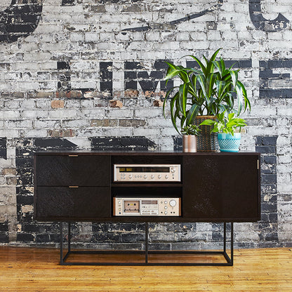 Gus* Modern MYLES black oak media stand