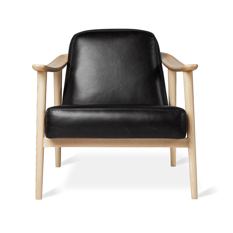 Gus* Modern BALTIC Saddle Black Leather chair with Natural Ash frame