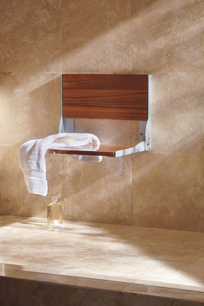 MOEN® Stainless / Teak fold-down shower seat