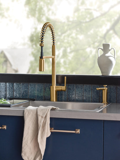 Moen ALIGN® Brushed Gold hands-free pre-rinse spring kitchen faucet