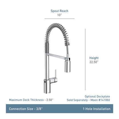 Moen ALIGN® Brushed Gold hands-free pre-rinse spring kitchen faucet