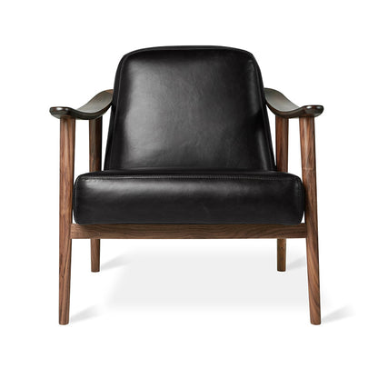 Gus* Modern BALTIC Saddle Black Leather with Walnut chair