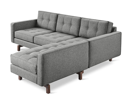 Gus* Modern JANE 2 Parliament Stone loft bi-sectional sofa with Walnut base