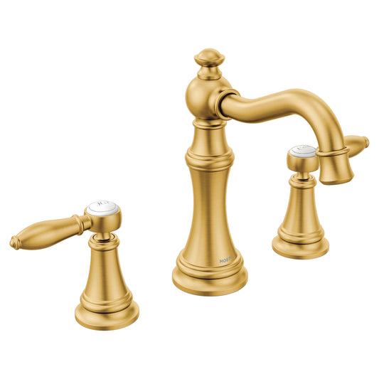 Moen TS42108BG | WEYMOUTH gold widespread vanity faucet