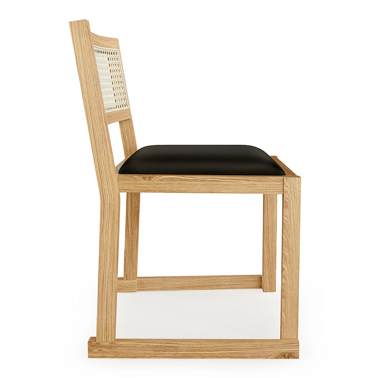 Gus* Modern EGLINTON White Oak w/ Vinyl Noir dining chair (set of two)