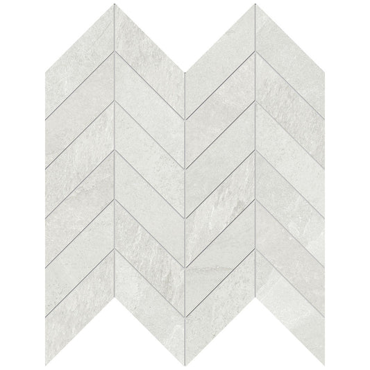 NUANCES White Mosaico Chevron 12 x 12 natural porcelain wall / floor tile