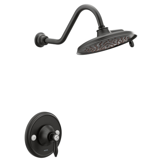 Moen WEYMOUTH® Matte Black POSI-TEMP® shower faucet w/ rainshower