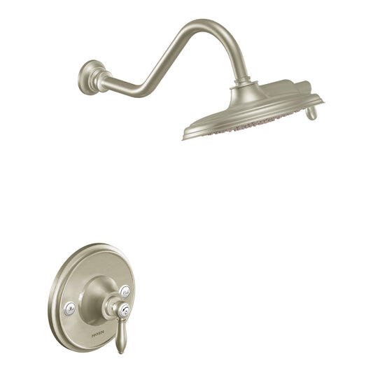 Moen WEYMOUTH® Brushed Nickel POSI-TEMP® shower faucet w/ rainshower