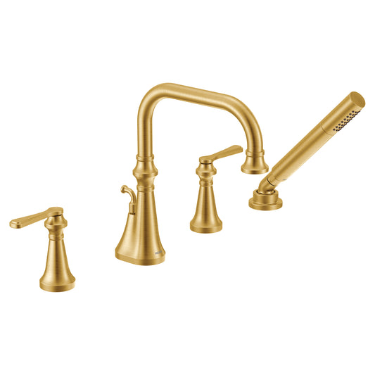 Moen COLINET™ Brushed Gold deck mount tub filler with hand shower